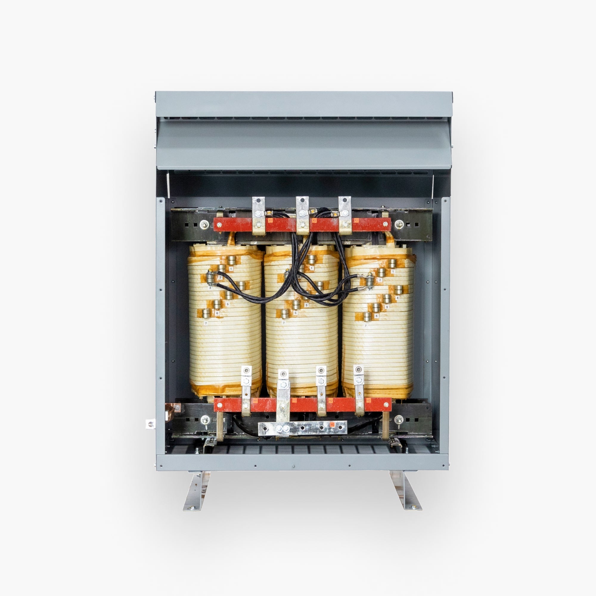 A relevant stock photo of 3 phase transformer in a typical setting.