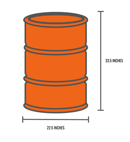 A relevant stock photo of 55 gal drum dimensions in a typical setting.