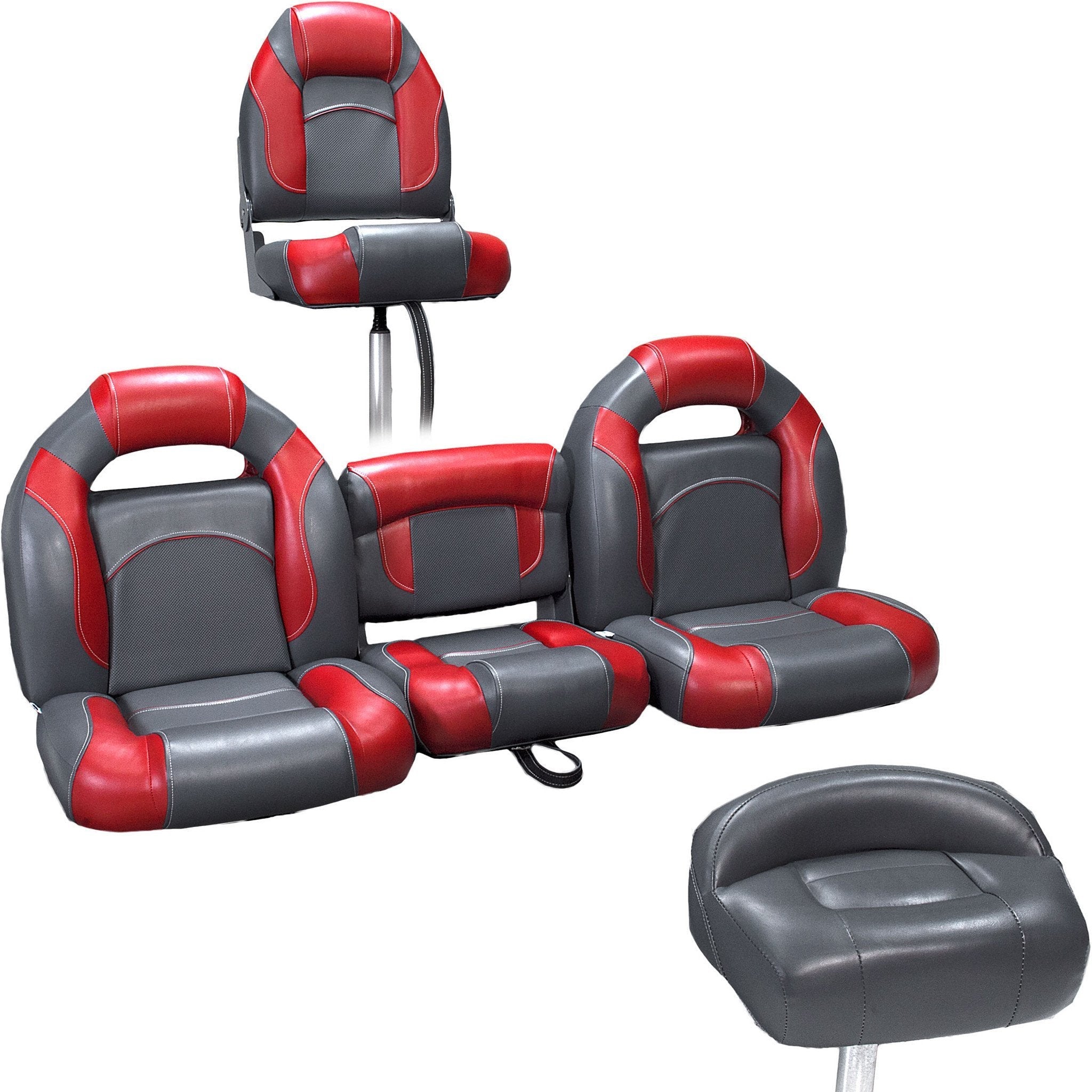 A relevant stock photo of boat seats in a typical setting.