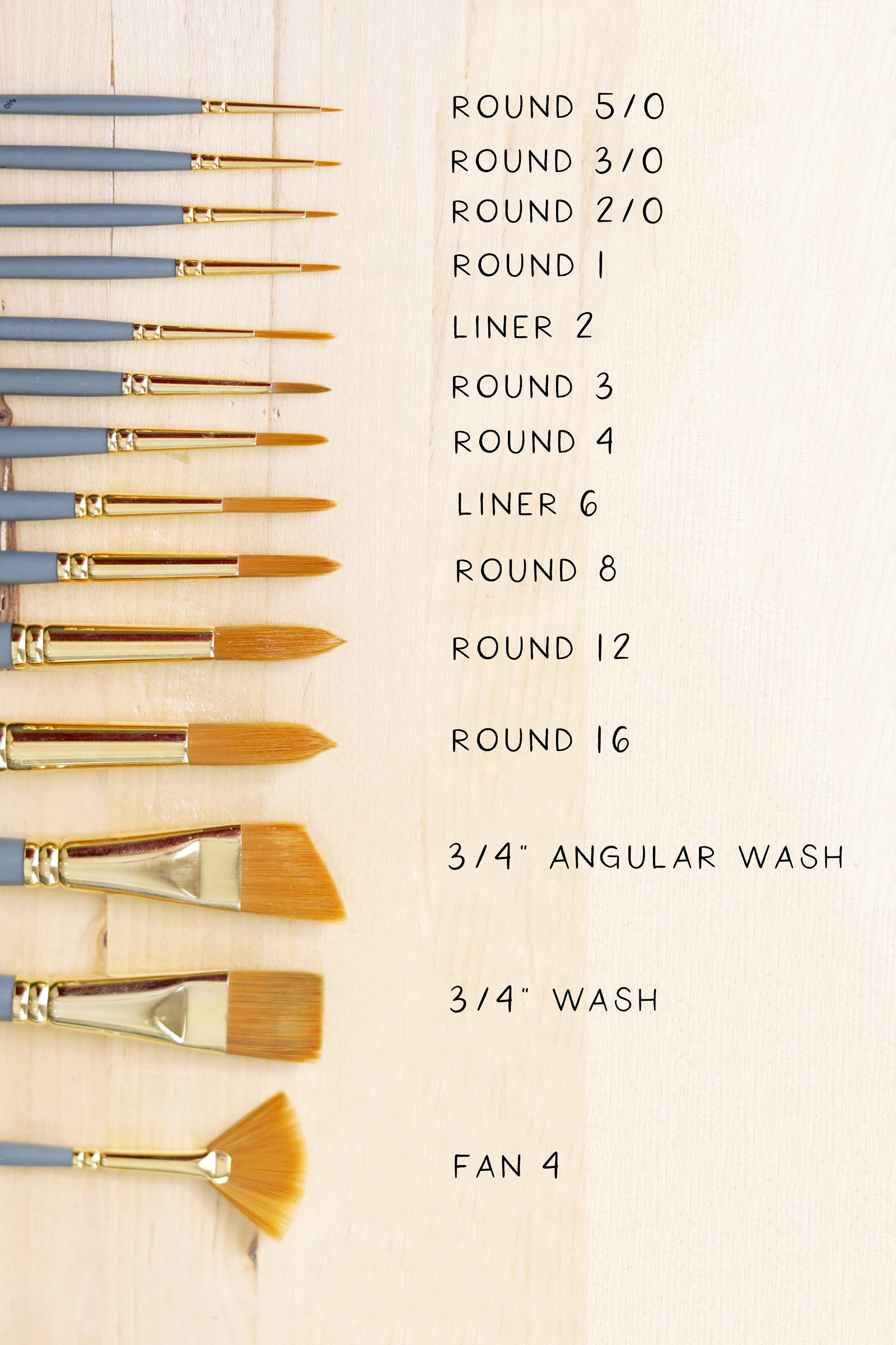 A relevant stock photo of brush types in a typical setting.