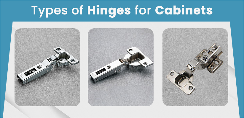 A relevant stock photo of cabinet hinge types in a typical setting.