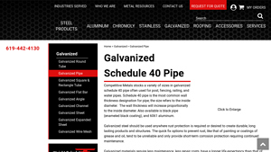 Competitive Metals - Galvanized Schedule 40 Pipe