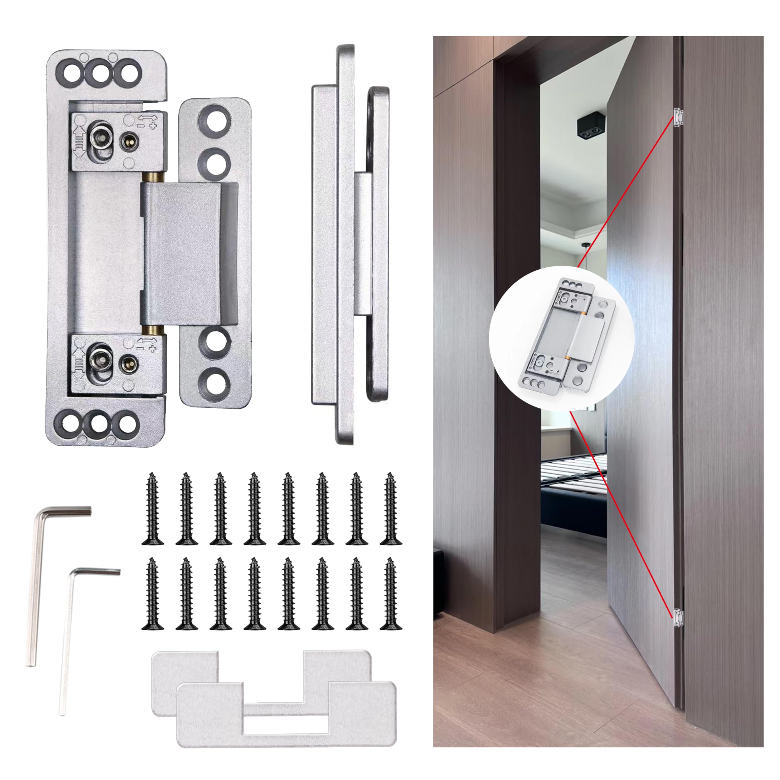 A relevant stock photo of concealed door hinges in a typical setting.