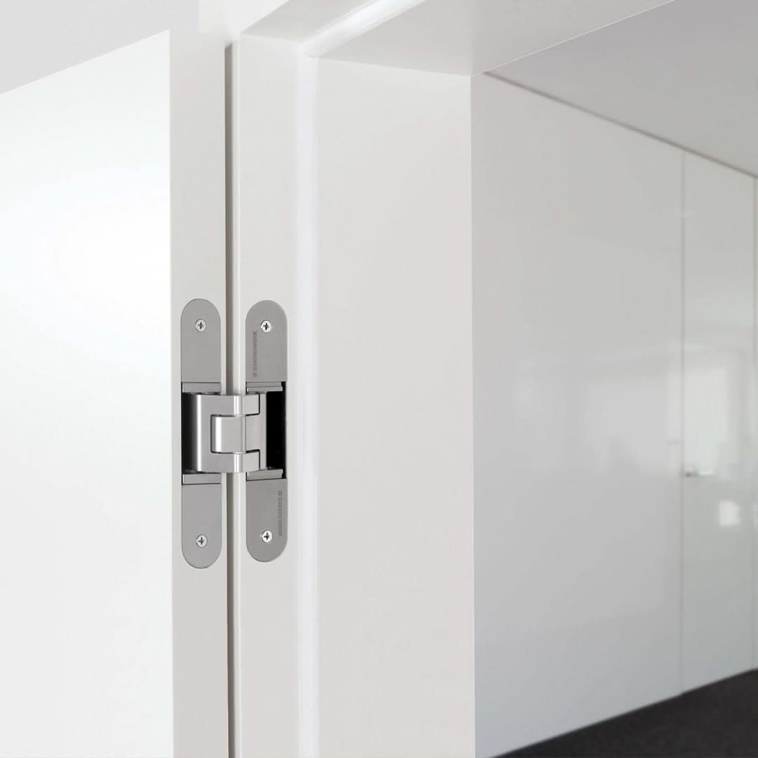 A relevant stock photo of concealed door hinges in a typical setting.