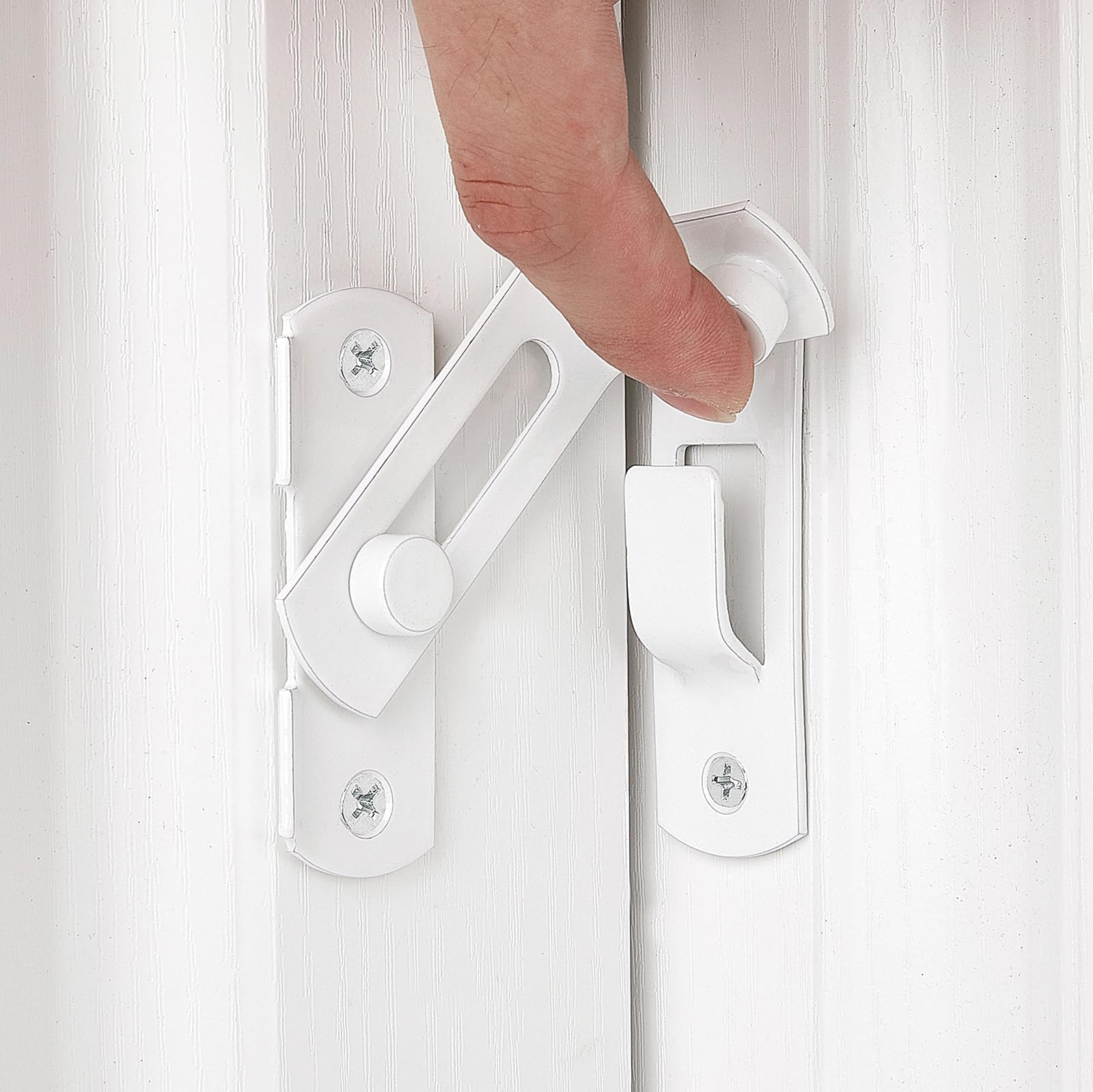 A relevant stock photo of door latch in a typical setting.