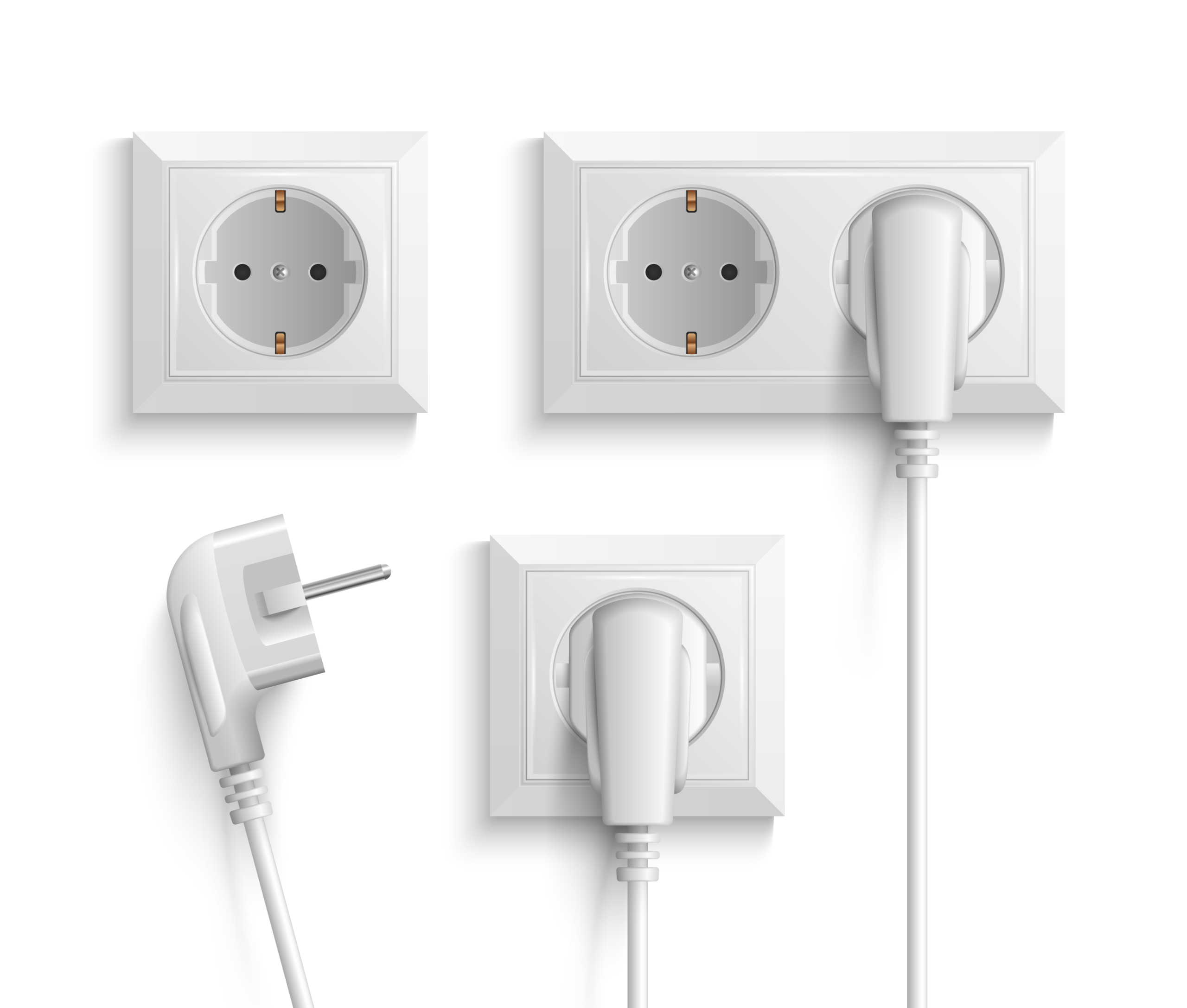 A relevant stock photo of electrical plugs in a typical setting.
