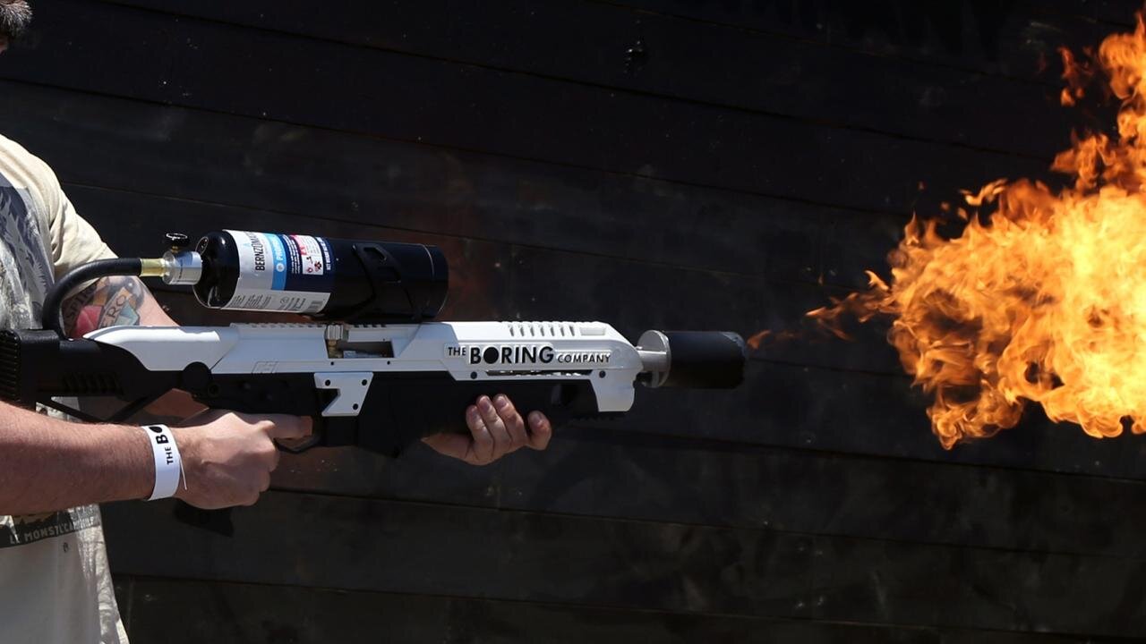 A relevant stock photo of elon musk flamethrower in a typical setting.