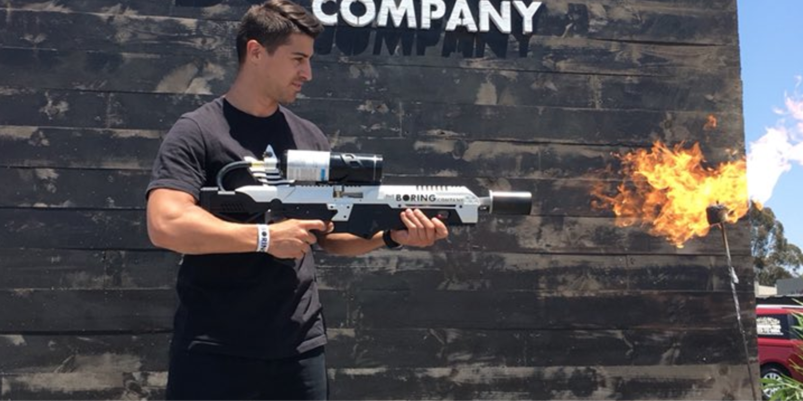 A relevant stock photo of elon musk flamethrower in a typical setting.
