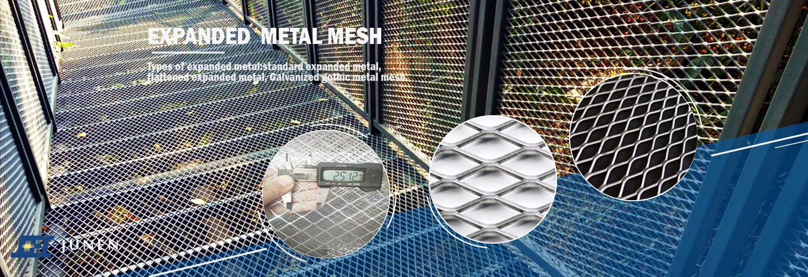 A relevant stock photo of expanded metal mesh in a typical setting.