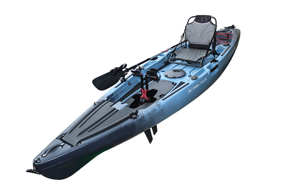 A relevant stock photo of fishing kayak in a typical setting.