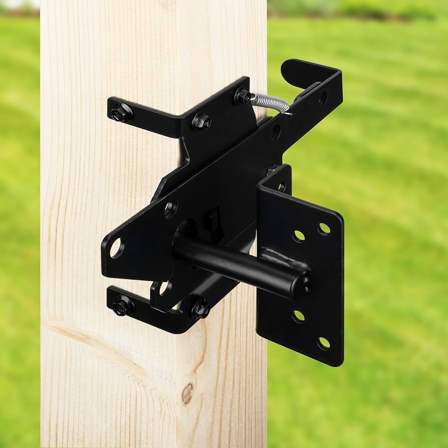 A relevant stock photo of gate latches in a typical setting.