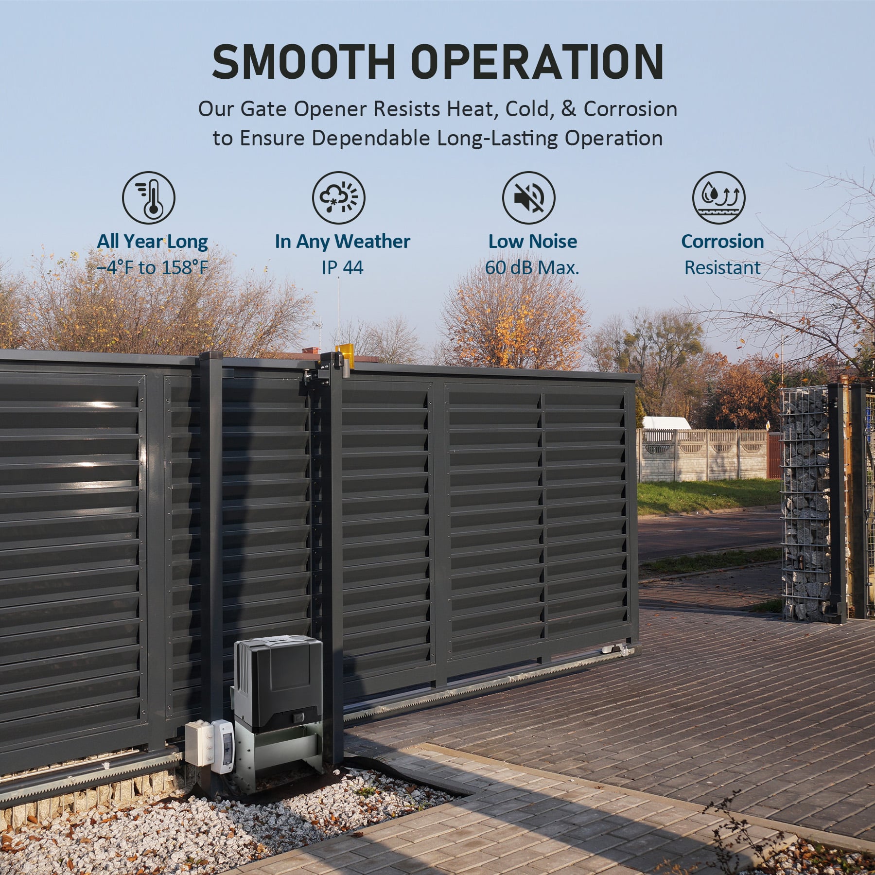 A relevant stock photo of gate opener in a typical setting.