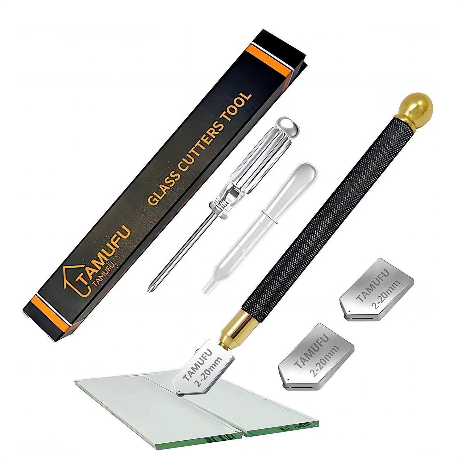 A relevant stock photo of glass cutters tools in a typical setting.