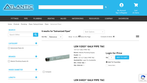 Atlantic Plumbing Supply - Galvanized Pipes