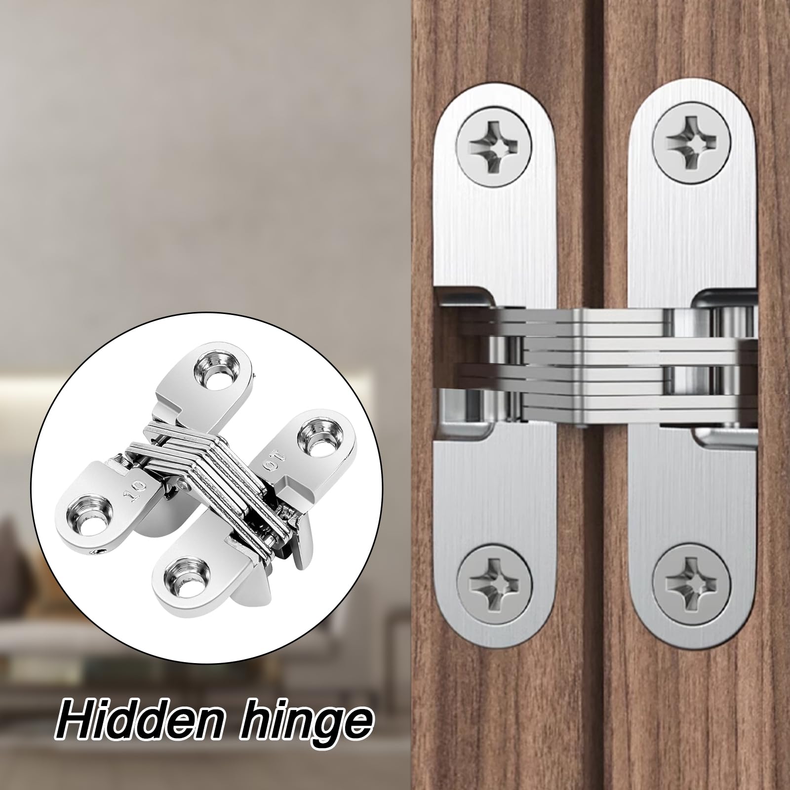 A relevant stock photo of hidden cabinet door hinges in a typical setting.