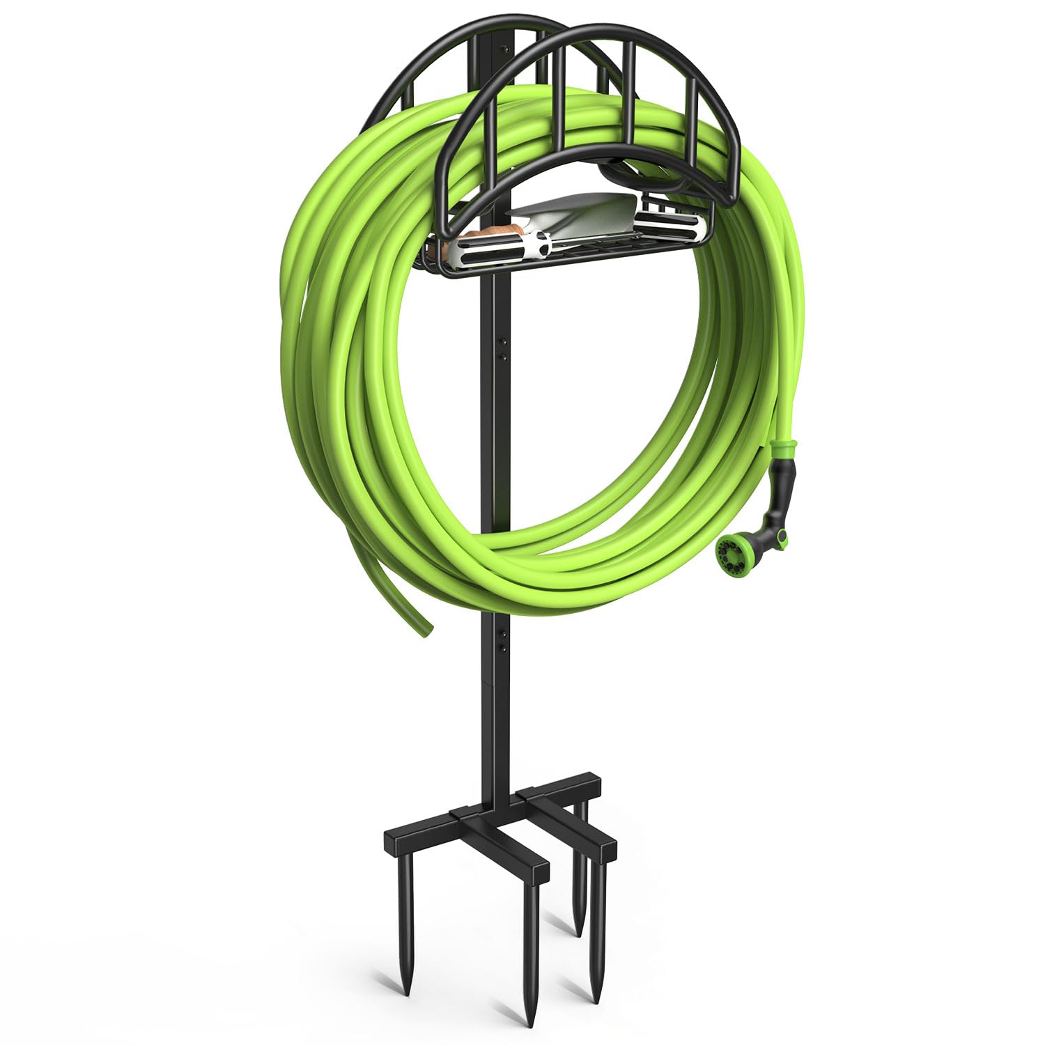 A relevant stock photo of hose holder in a typical setting.