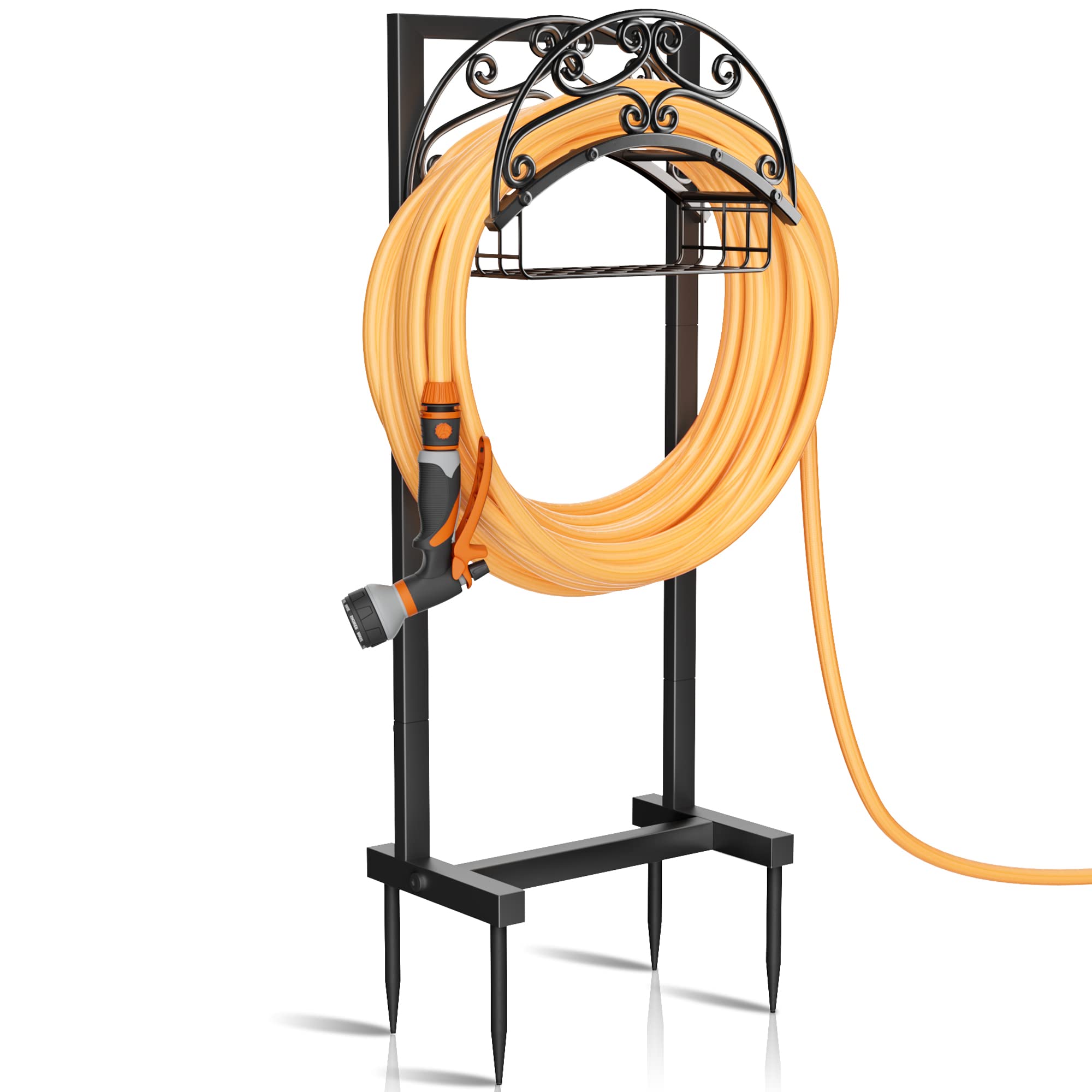 A relevant stock photo of hose holder in a typical setting.