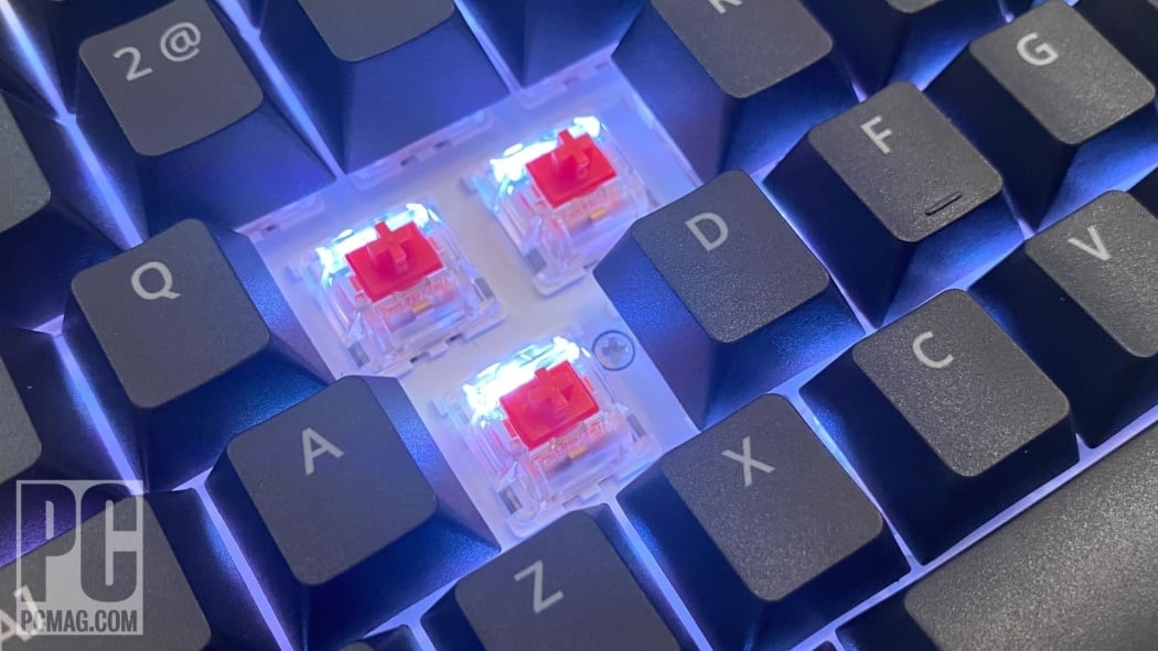 A relevant stock photo of keyboard key switches in a typical setting.