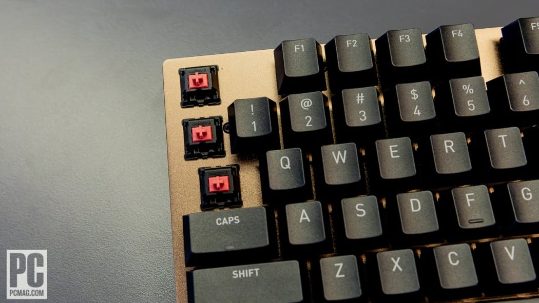 A relevant stock photo of keyboard key switches in a typical setting.