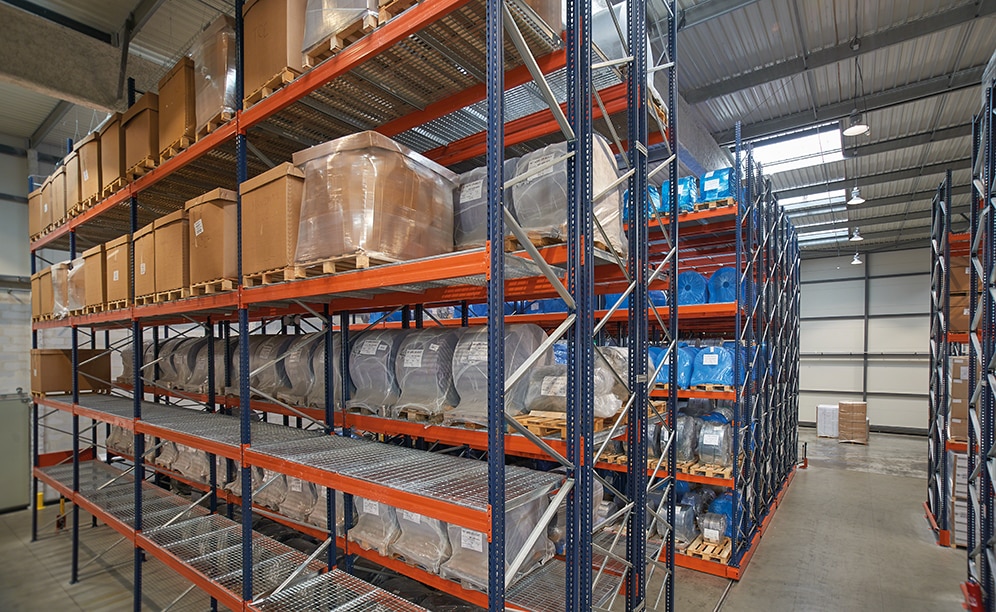 A relevant stock photo of pallet rack in a typical setting.