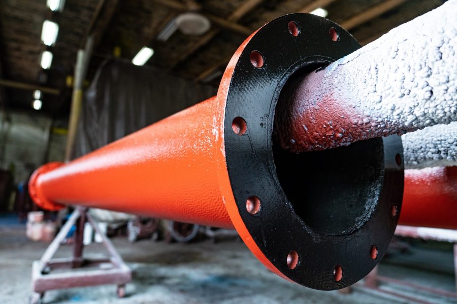 A relevant stock photo of pipe flange in a typical setting.