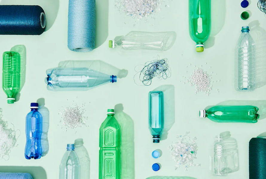 A relevant stock photo of plastic bottles in a typical setting.
