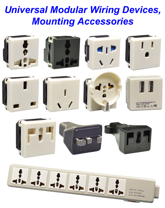 A relevant stock photo of power outlet types in a typical setting.