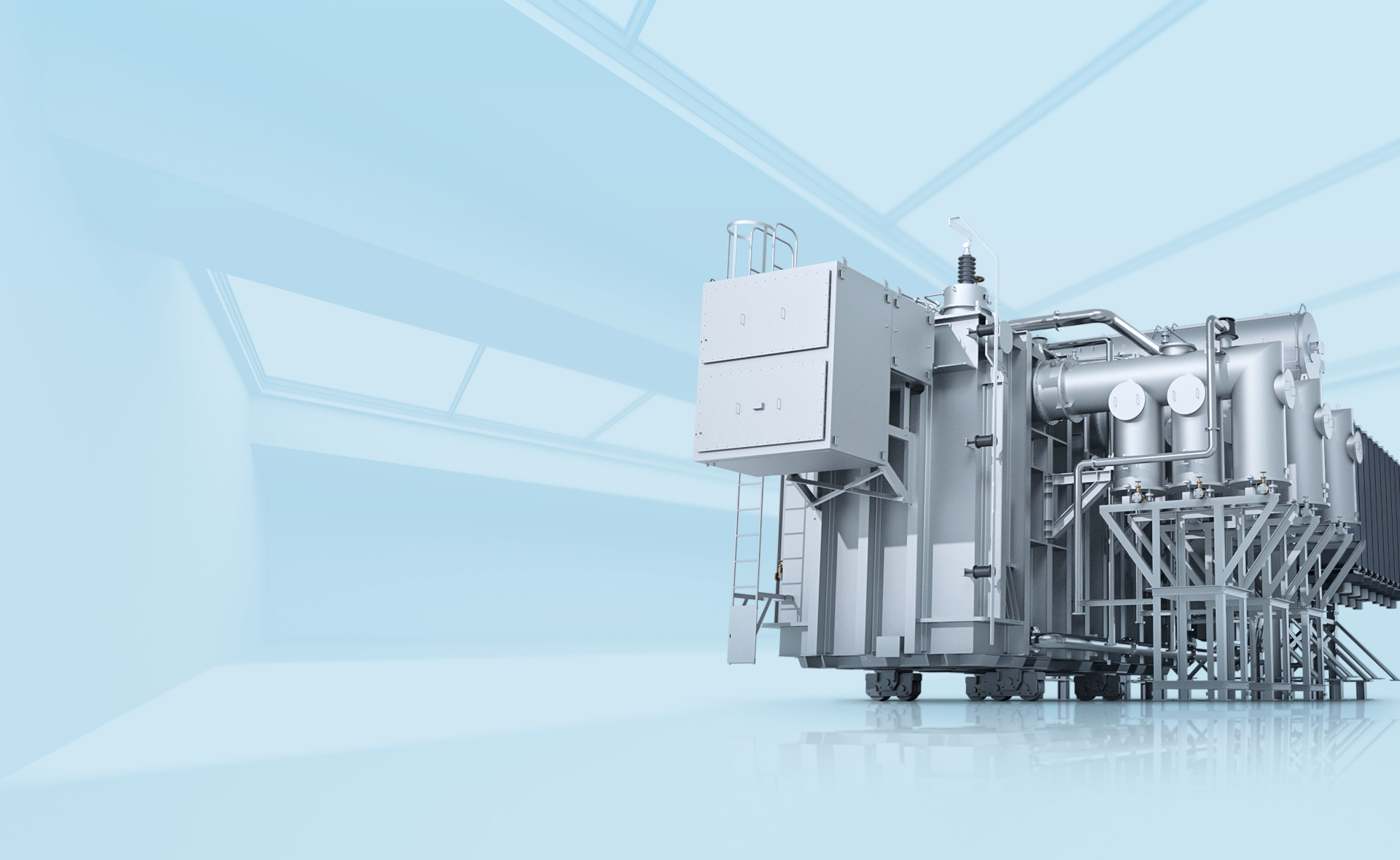 A relevant stock photo of power transfromer in a typical setting.