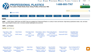 Professional Plastics - HDPE Sheets, Rods, Tubing & Film
