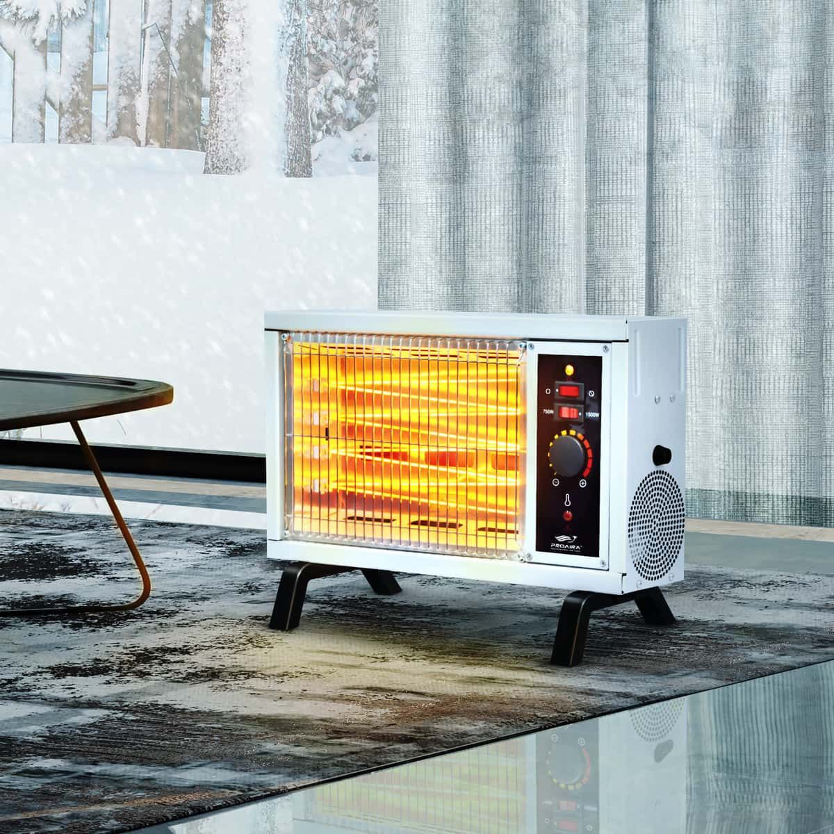 A relevant stock photo of radiant heater in a typical setting.