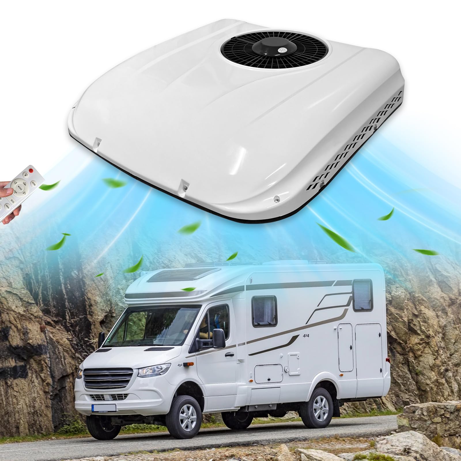 A relevant stock photo of rv ac in a typical setting.