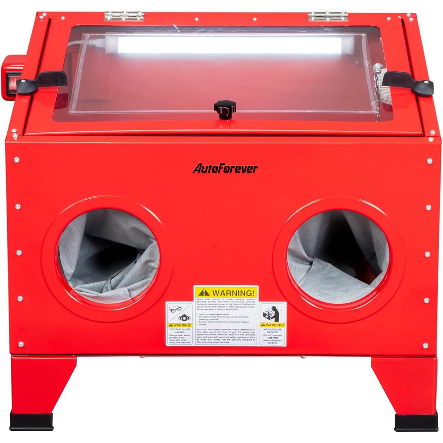 A relevant stock photo of sandblasting cabinet in a typical setting.