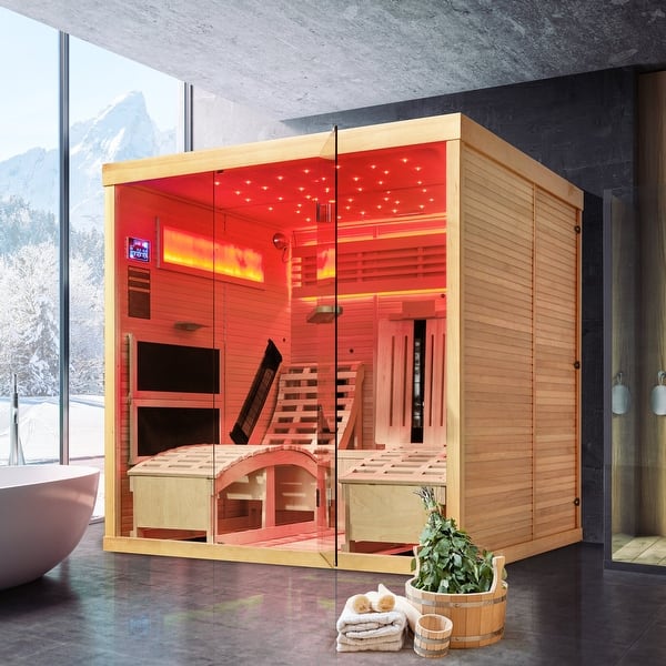 A relevant stock photo of sauna tubes in a typical setting.