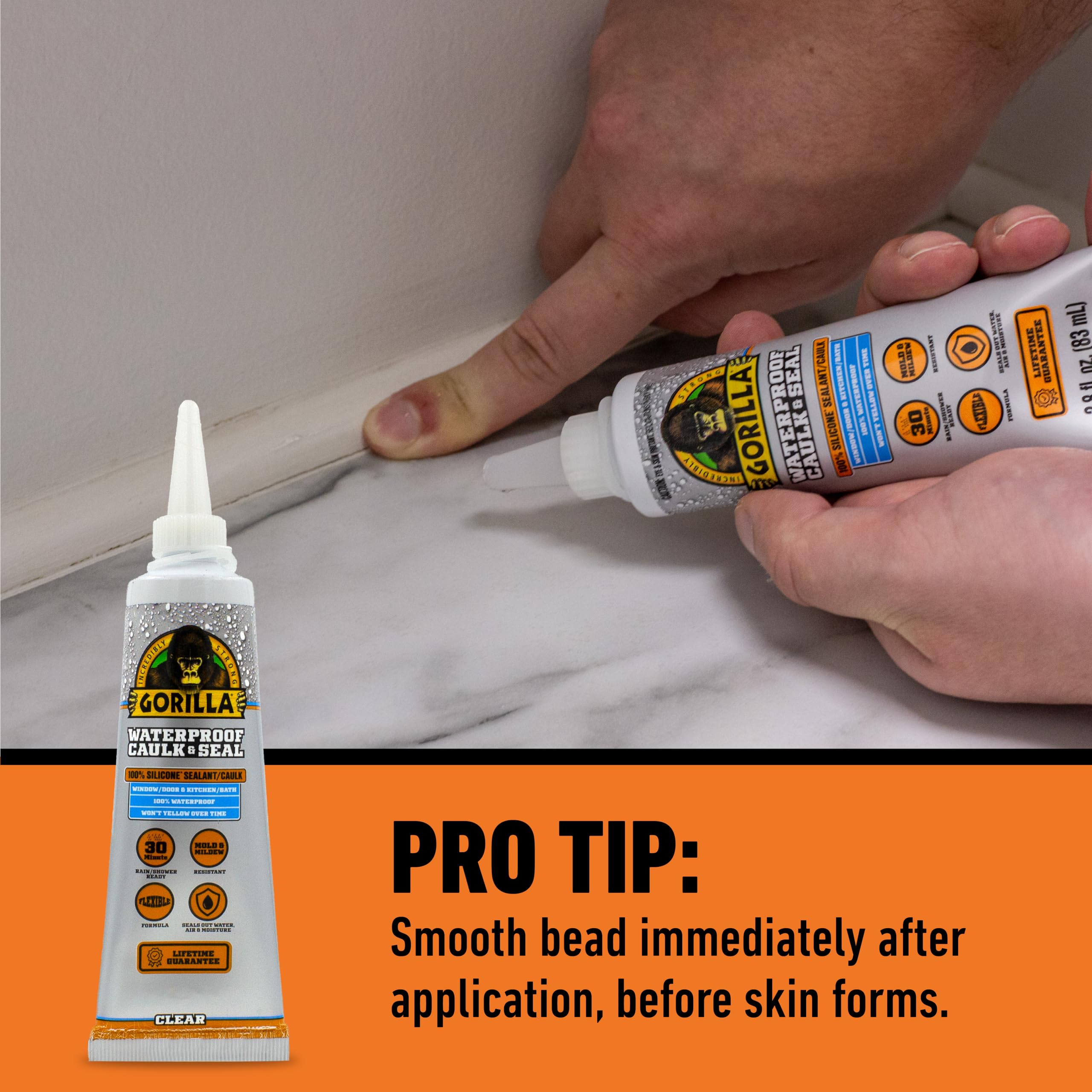 A relevant stock photo of silicone glue in a typical setting.