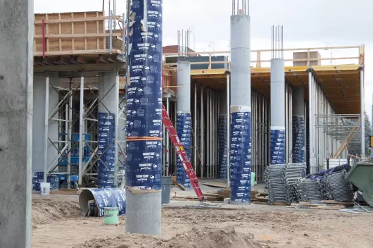 A relevant stock photo of sonotube concrete in a typical setting.