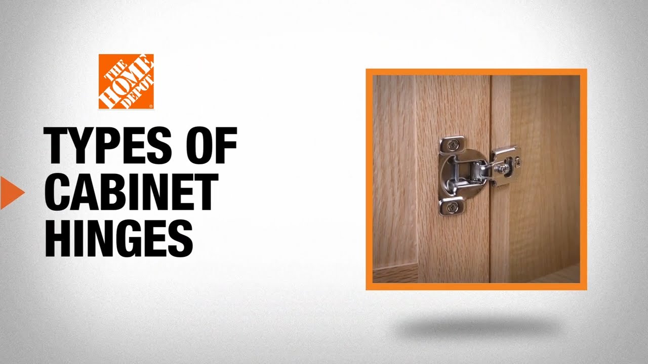 A relevant stock photo of types of cabinet hinges in a typical setting.