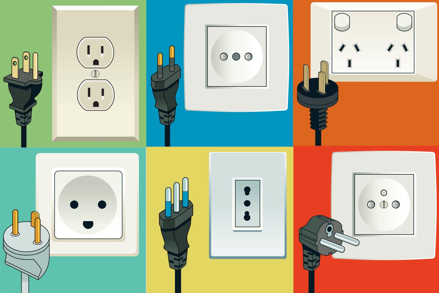 A relevant stock photo of types of plug sockets in a typical setting.