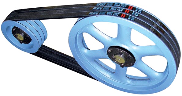 A relevant stock photo of v belt drive in a typical setting.