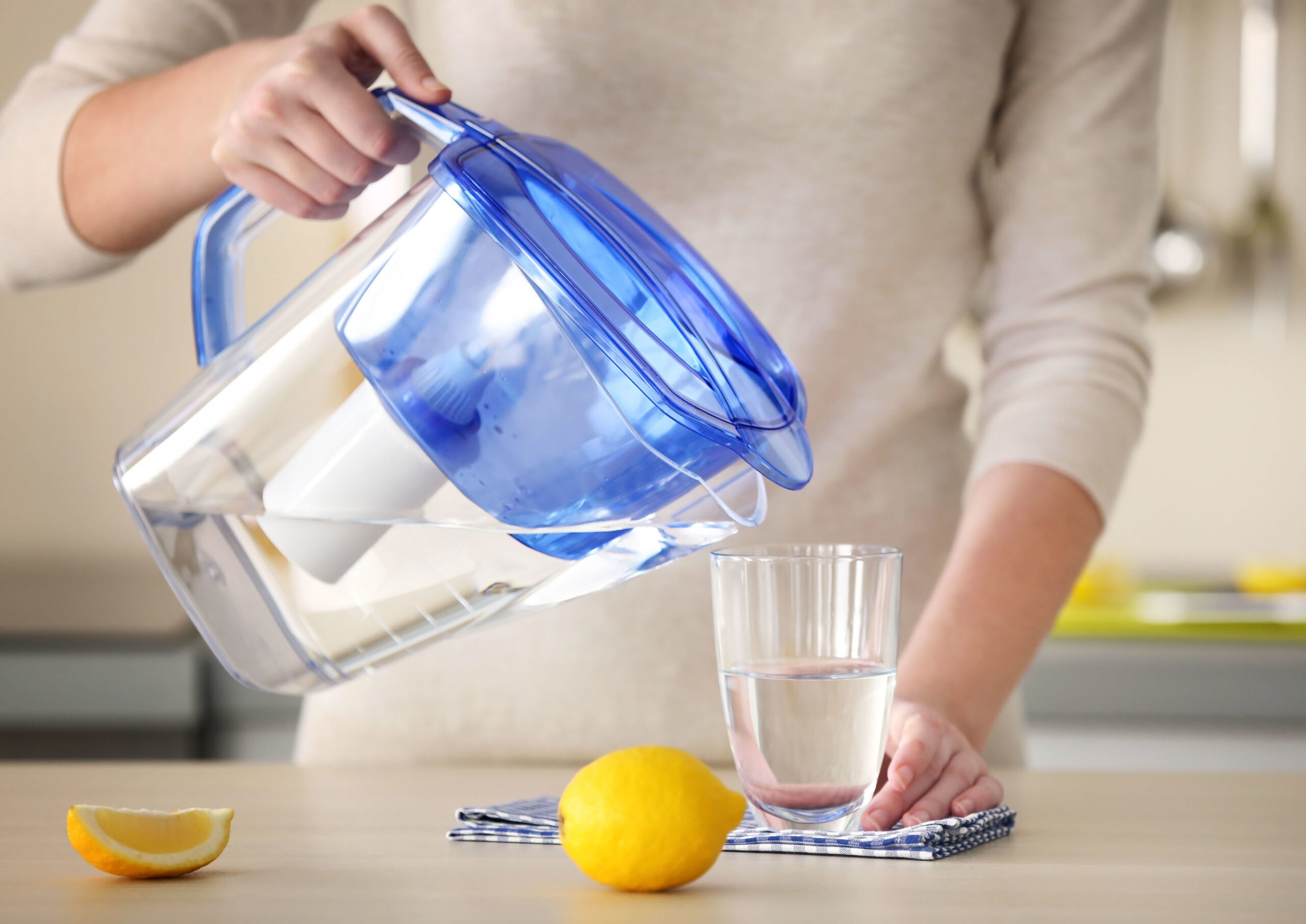 A relevant stock photo of water filtering in a typical setting.