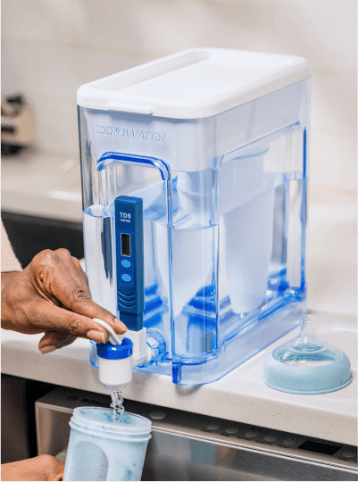 A relevant stock photo of water filtering in a typical setting.